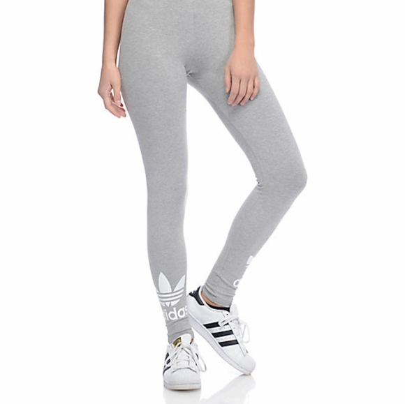 Adidas Trefoil Heather Gray Leggings - Picture 3 of 6